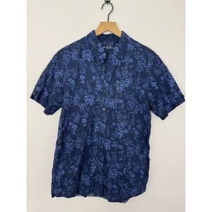 Ben Sherman Blue Floral Button Up Shirt Short Sleeve Large
